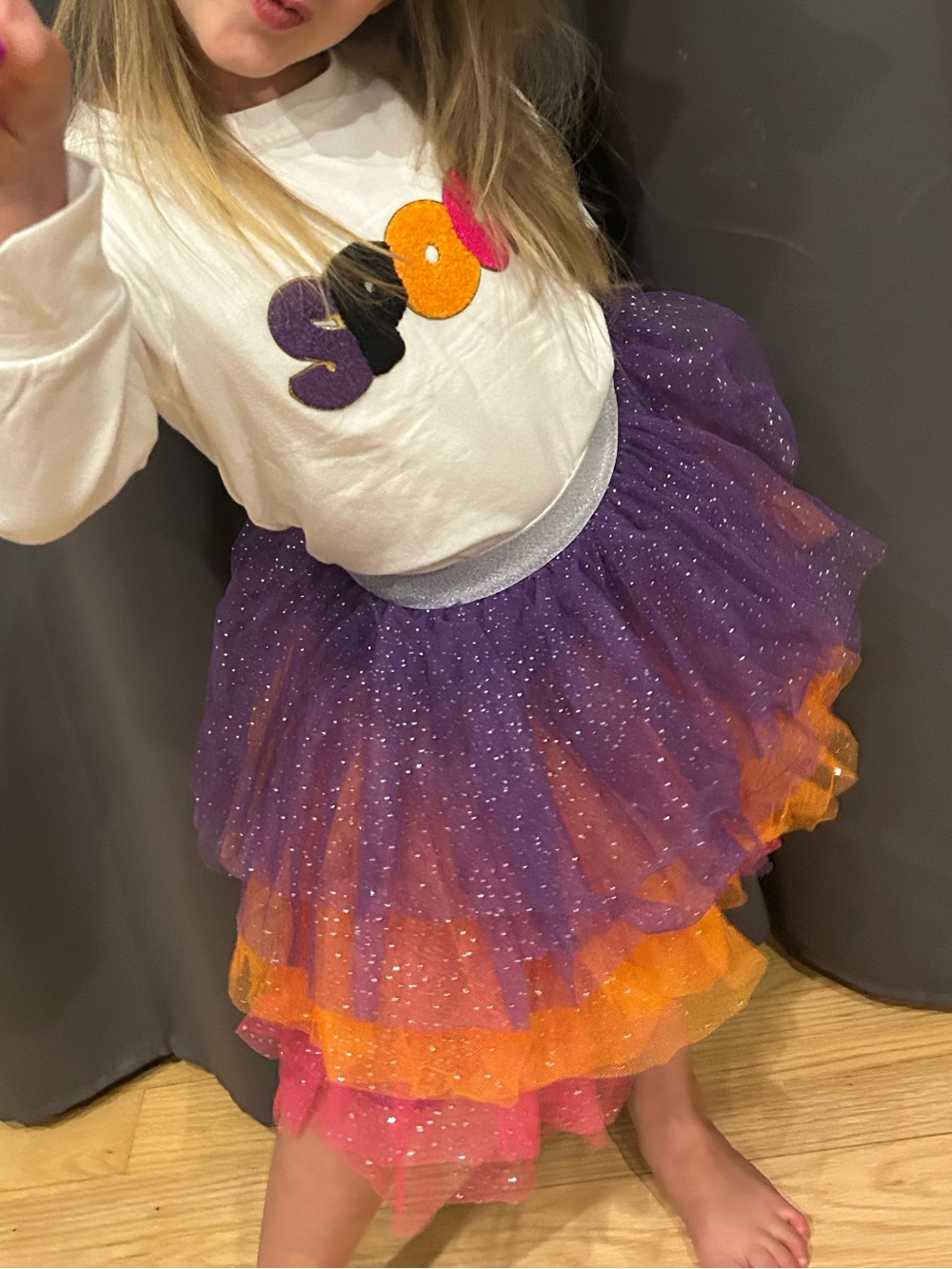 Halloween Purple, Orange & Pink Sparkle Layered Tutu Skirt with matching top